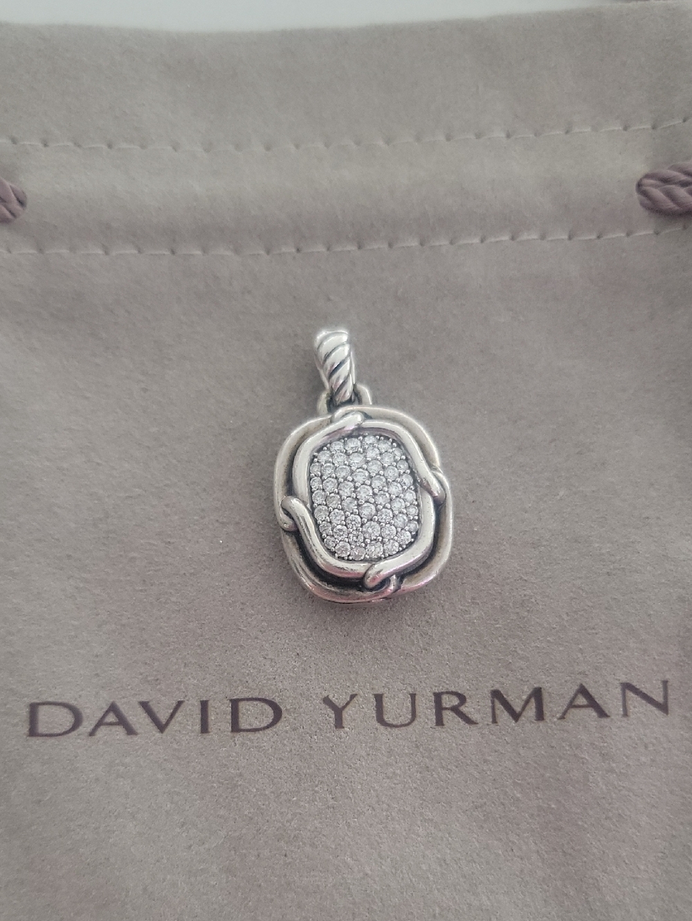 David Yurman Sterling Silver Labyrinth Pave Diamonds Enhancer Pendant